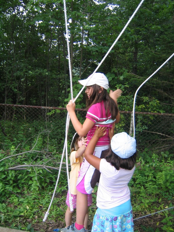 Campers on Low Ropes Course