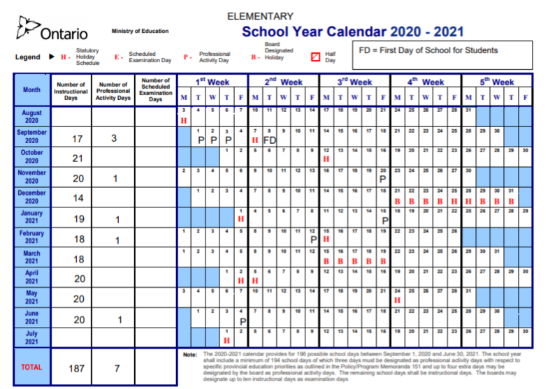 SCHOOL YEAR CALENDAR 2020-2021