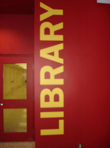 View of PCI Library entrance doors