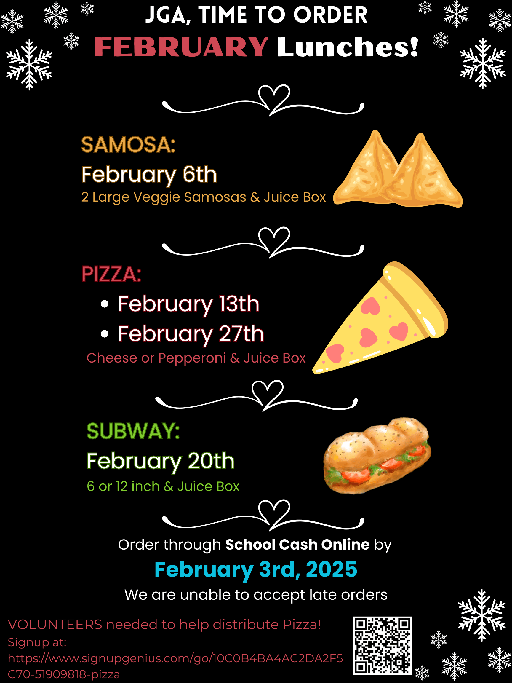 JGA February Lunches - Due February 3rd, 2025