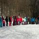 students lining up for skiing