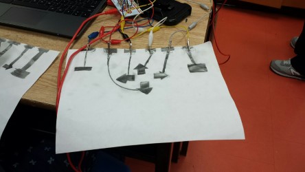 A circuit drawn with conductive painting