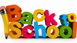 Words Back to School written in bright colourful letters