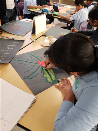 Students drawing together