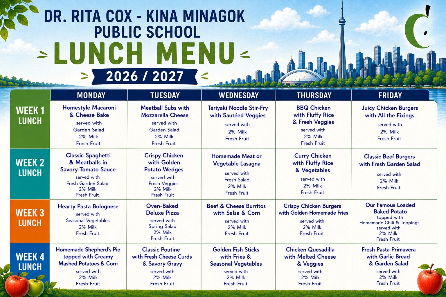 Hot Lunch Program Menu