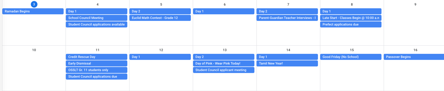 Week at a Glance April 3