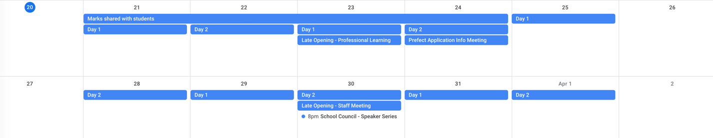 Week at a glance March 20