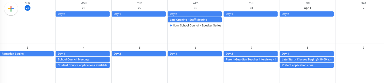 Week at A Glance March 27