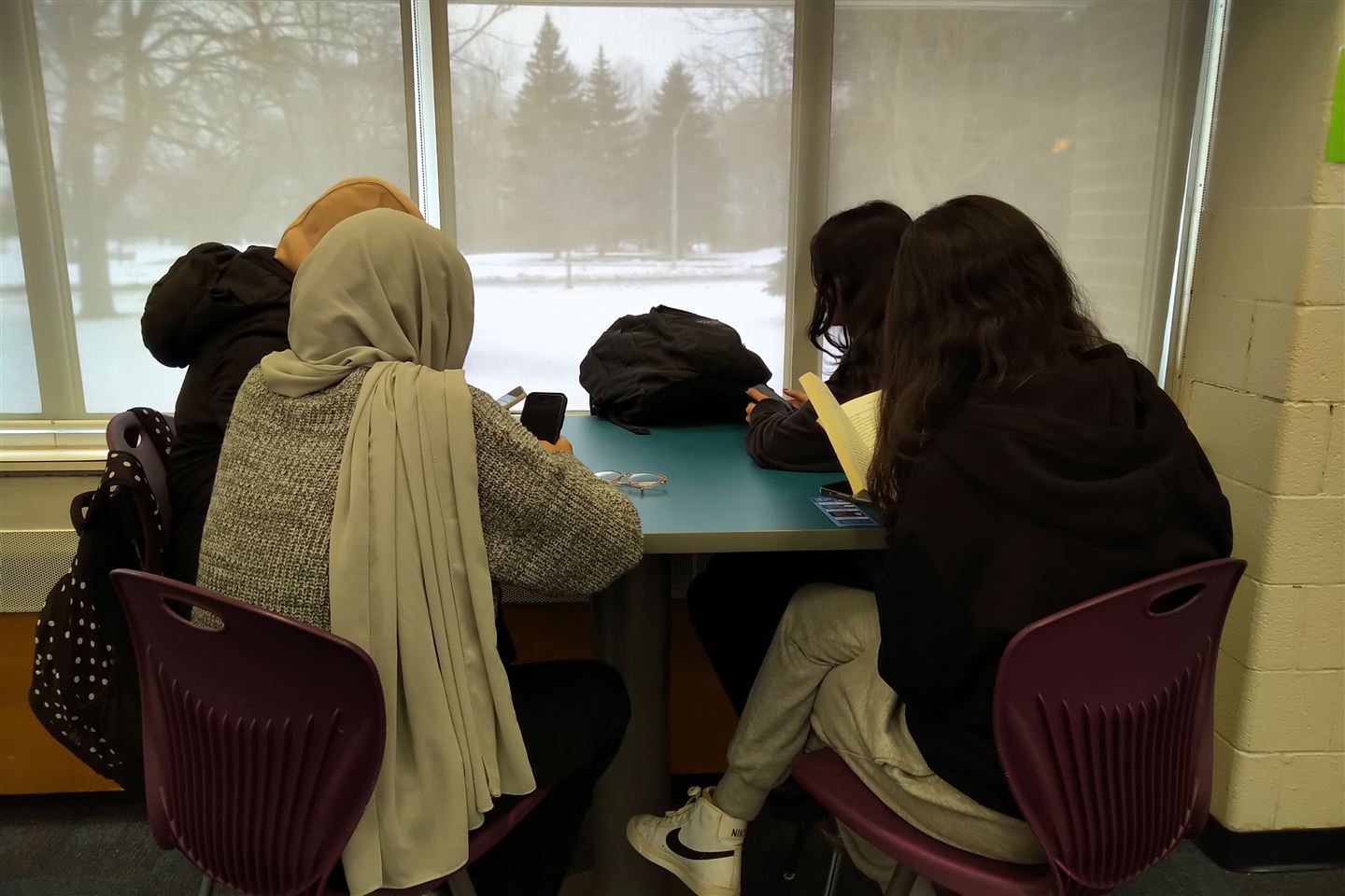 Students at Café Tables