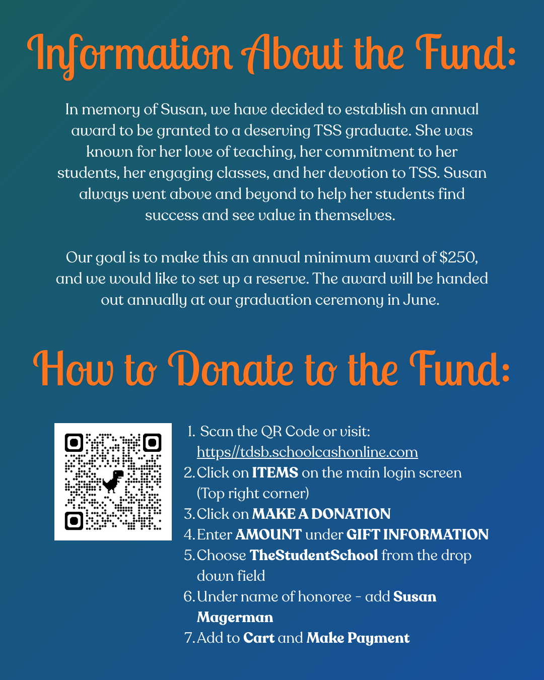 The Susan Magerman Memorial Award - Donate Here 