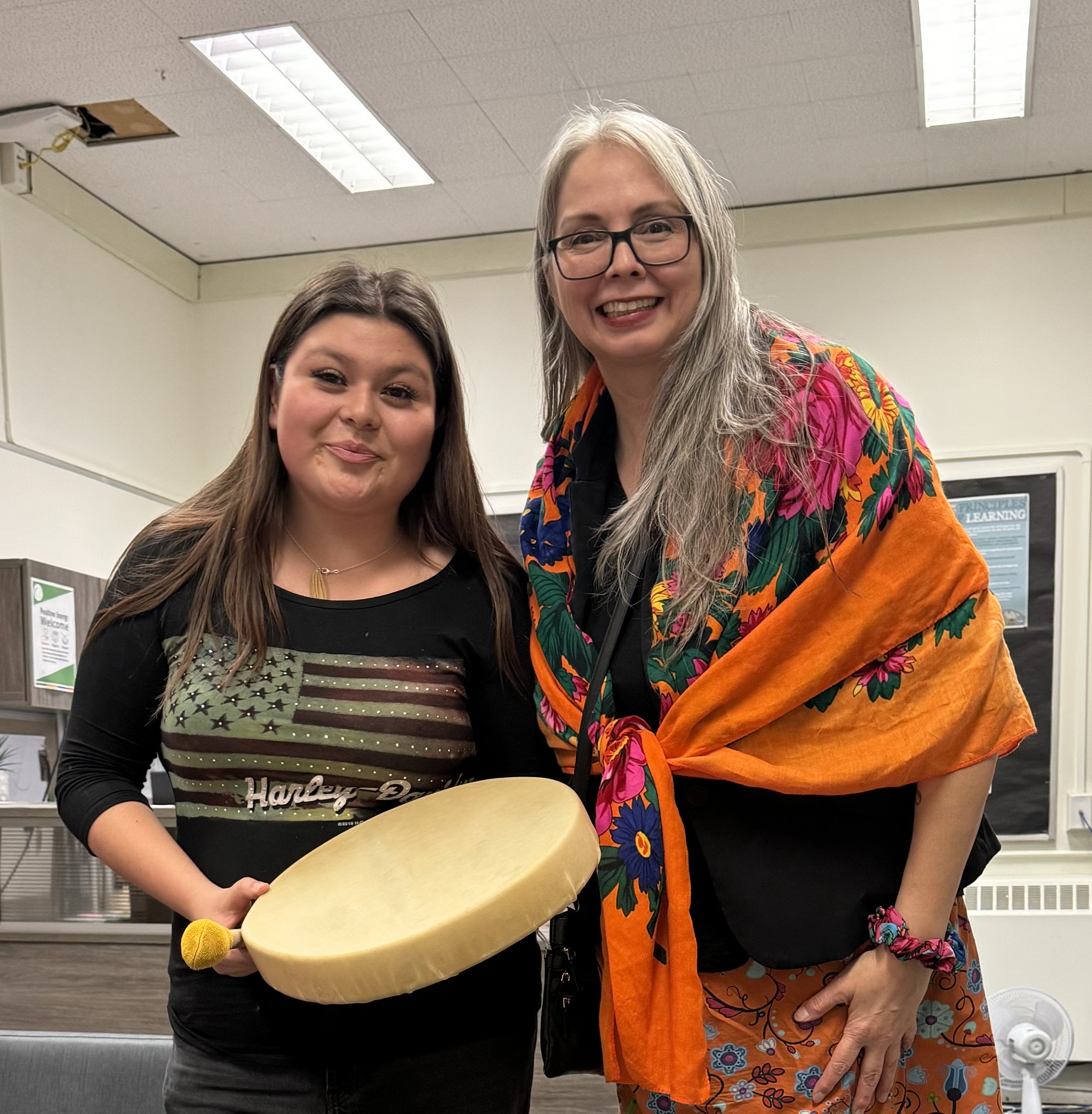 Veronica Johnny presents drum to Ray Sands at The National Day for Truth and Reconciliation. Open Gallery