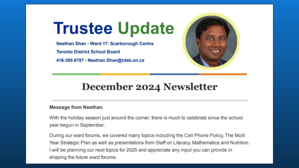 Ward-Trustee Shan's December 2024 Newsletter