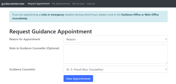 request a guidance appointment screenshot