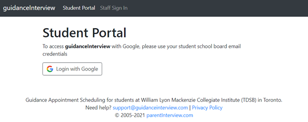 student portal screenshot