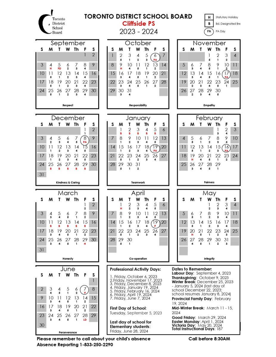 Cliffside Public School > School Calendar