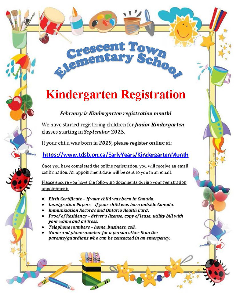Kindergarten Registration flyer