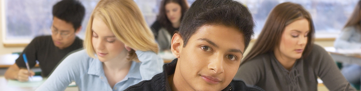 group of high school students in class room
