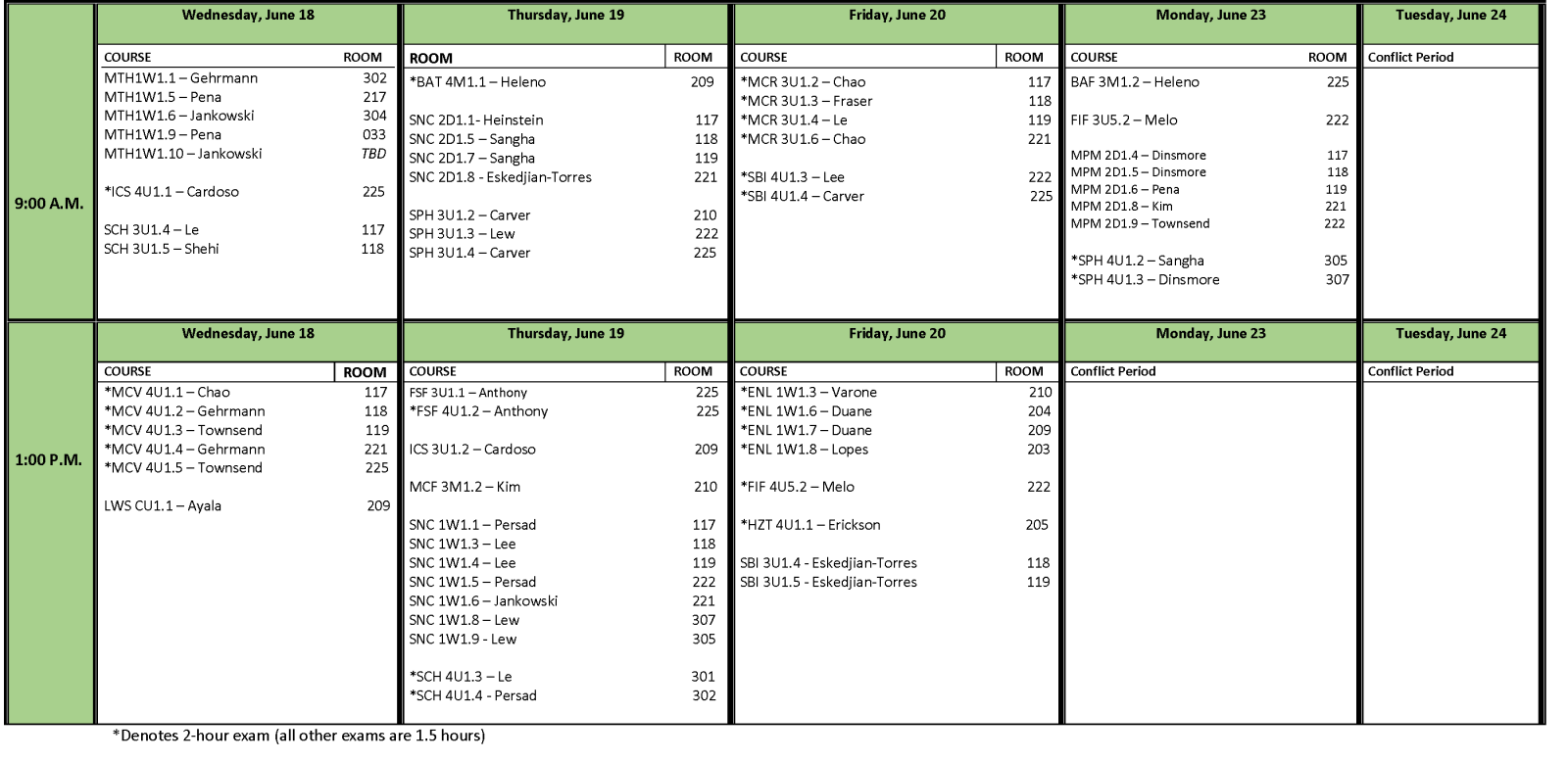 June 2025 Final Exam Schedule