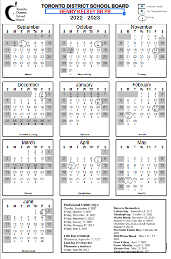 Henry Kelsey Senior Public School > School Calendar