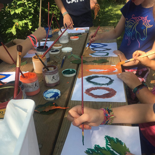 group of people painting outdoors