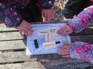 Students creating legend for a map