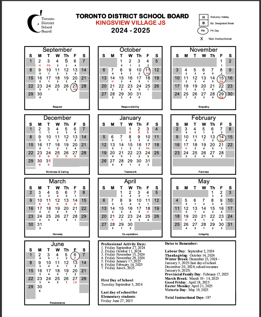 5 Day Cycle Calendar for 2024-25