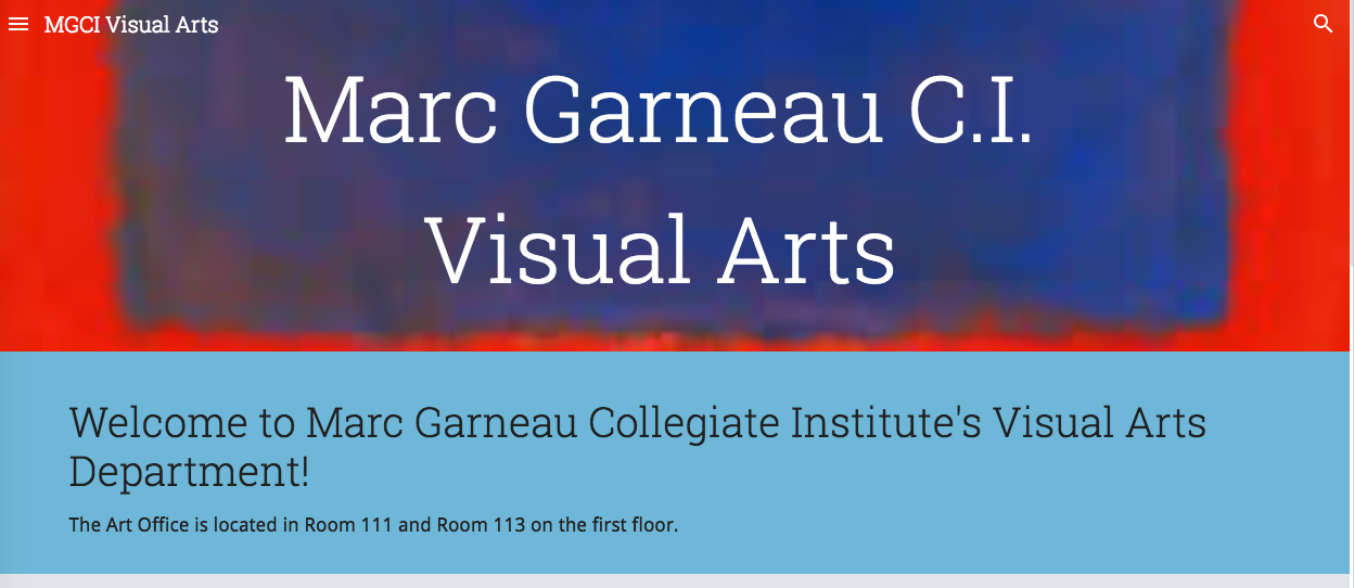 Image of the MGCI visual arts website