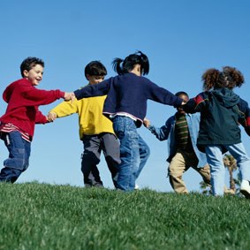 Children play on the ground