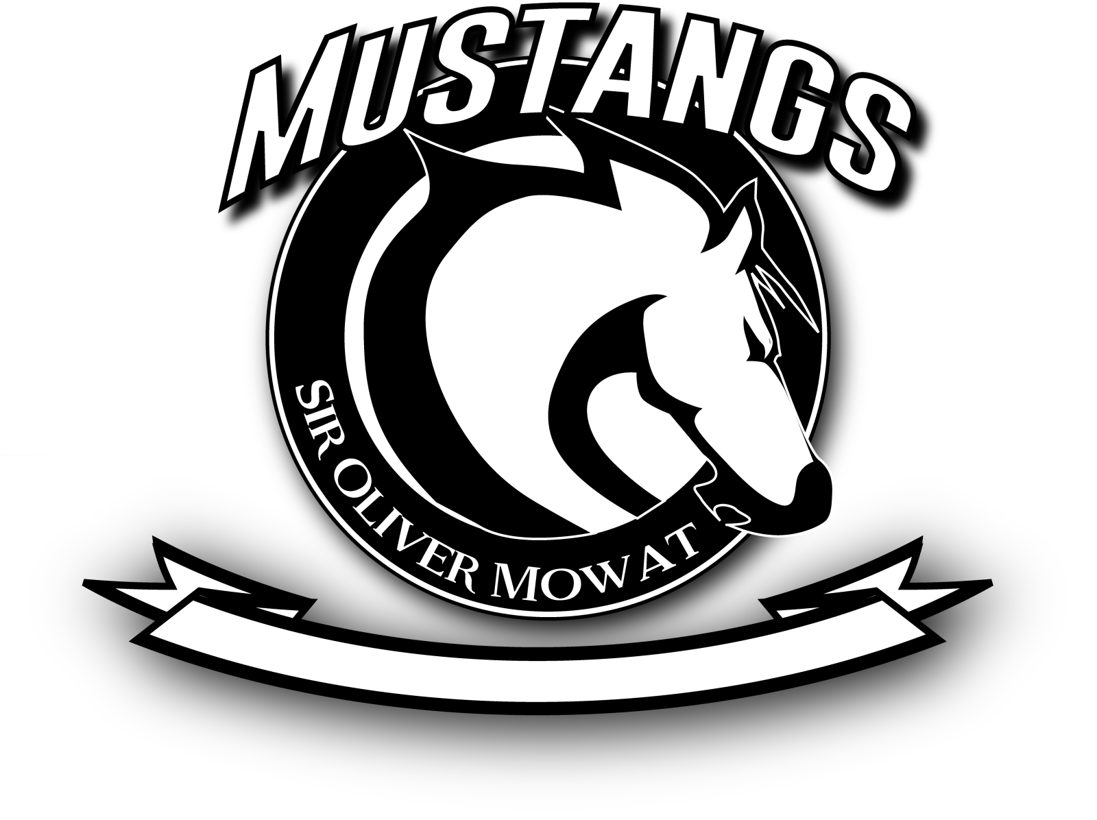 Black & white Mustang logo