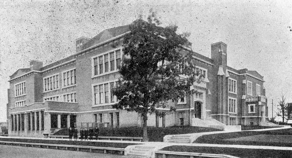 Front view of school in old days