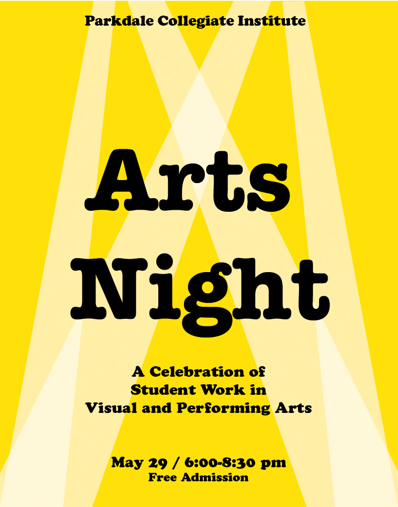Arts Night poster yellow