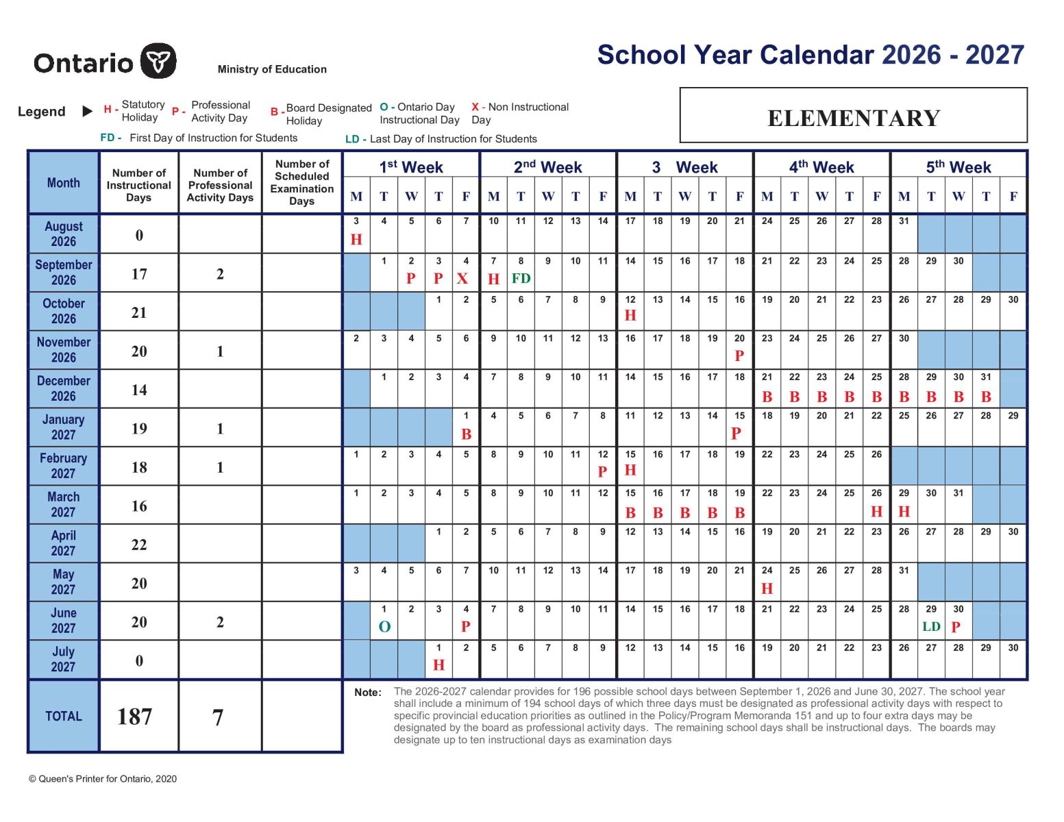 26-27 School Calendar
