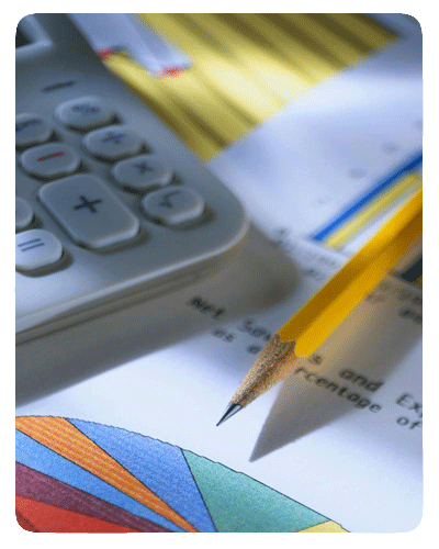 pencil, calculator and graph