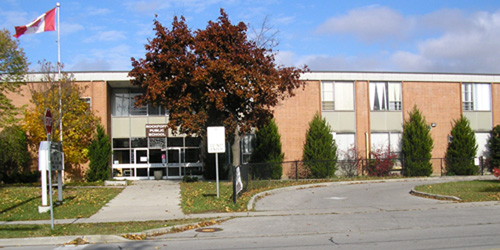 Front view of school