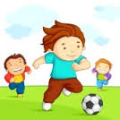 cartoon kids playing soccer