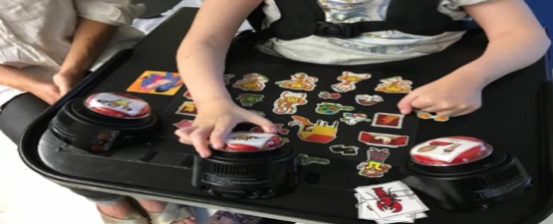 kids playing with stickers