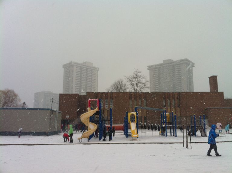 playground in snow