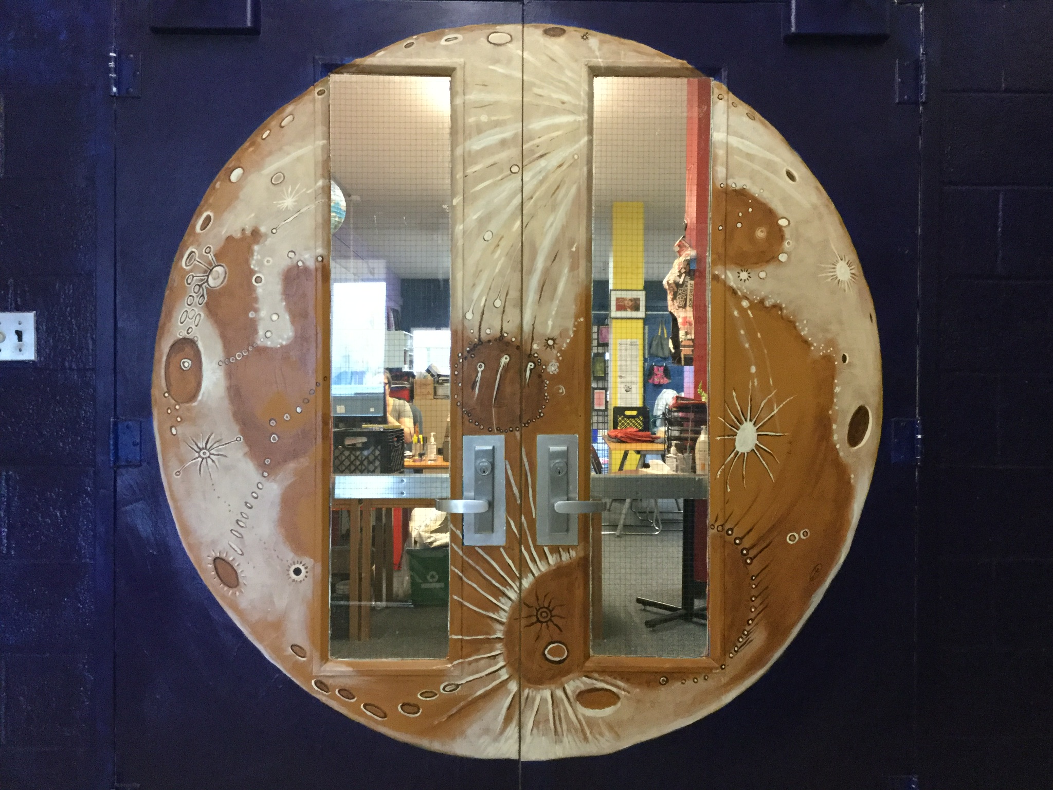 door designed with moon