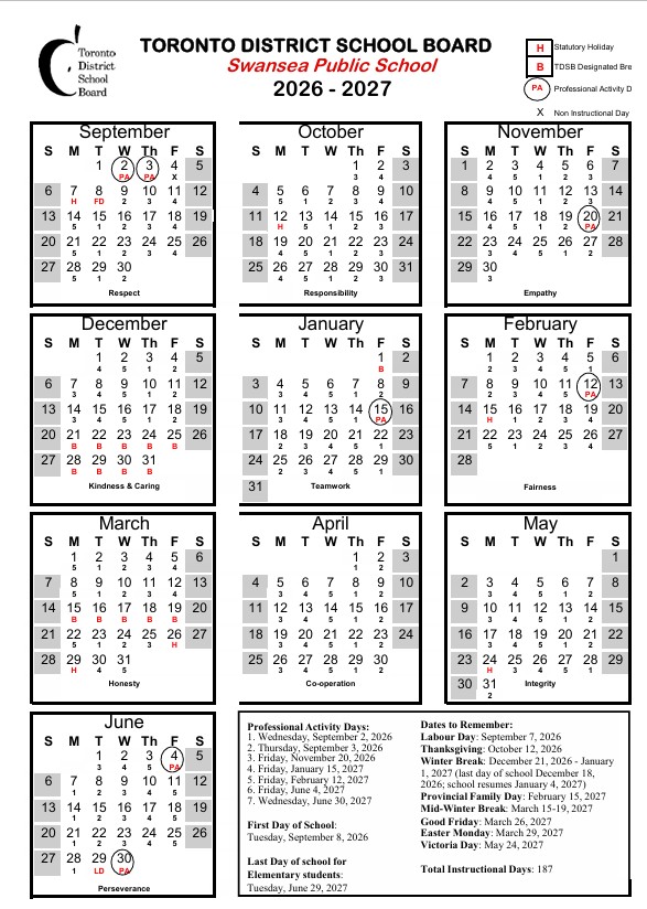 2026-2027 School Calendar