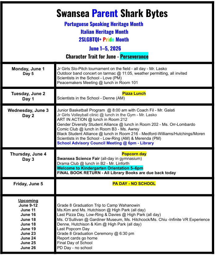 Parent Shark Bytes June 1-5
