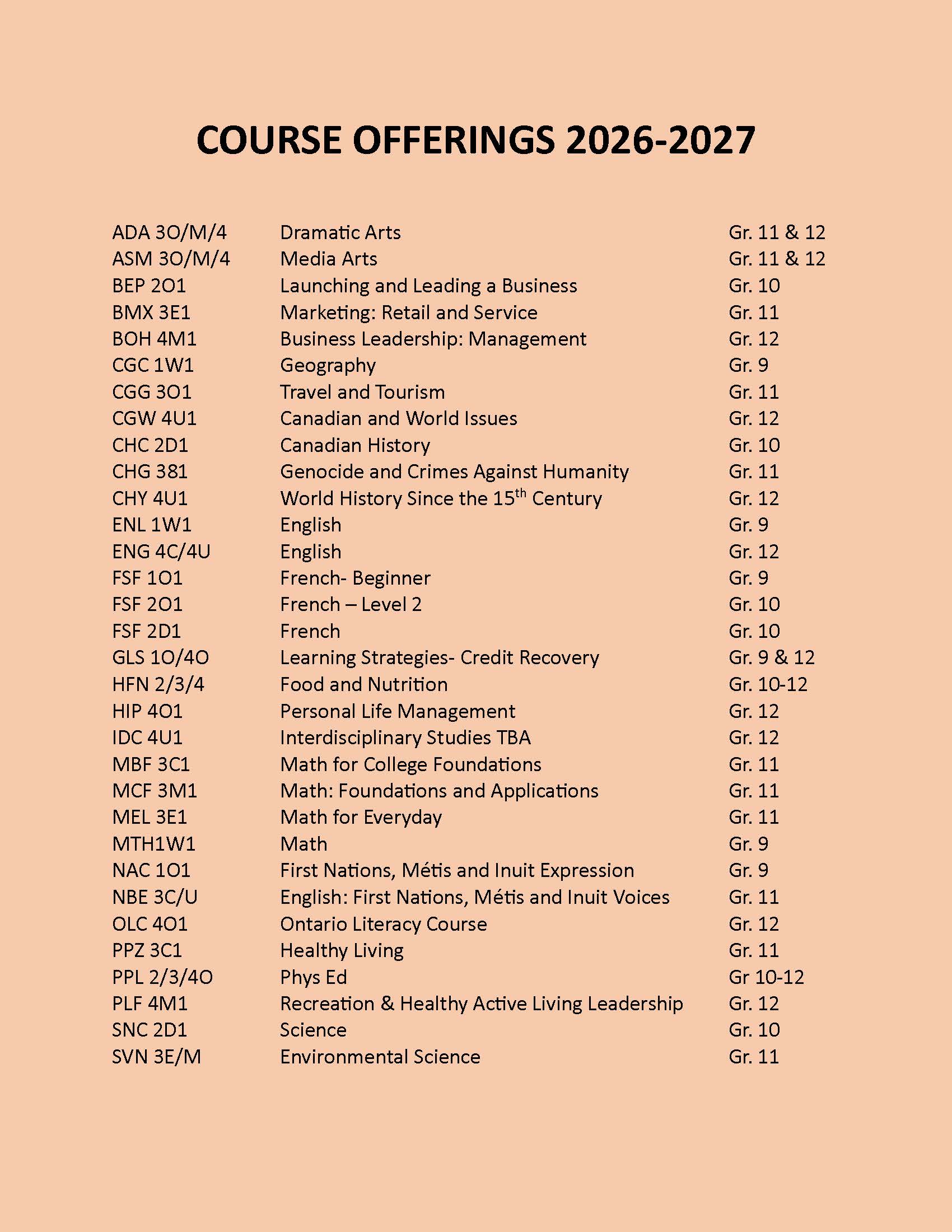 2026 Courses
