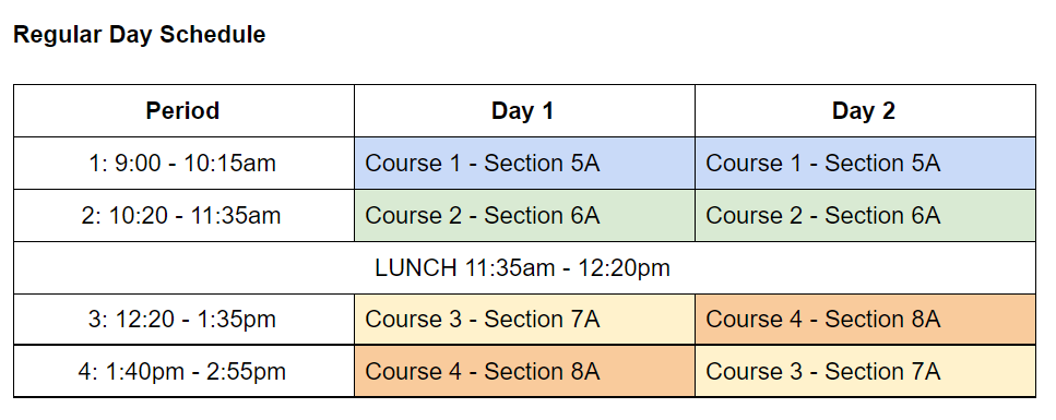 tdsb semester 2 schedule